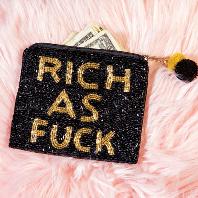 Rich as Fuck Beaded Coin Purse - Femail Creations