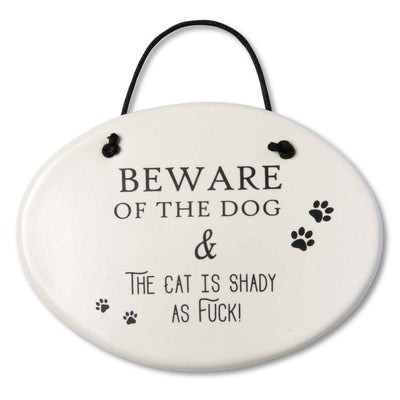 Beware of Dog and Shady Cat Plaque - Femail Creations