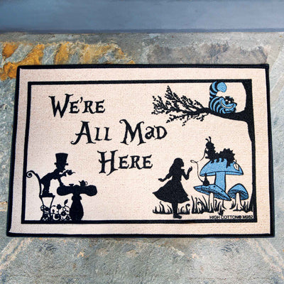 We're All Mad Here Door Mat - Femail Creations