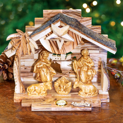 Olive Wood Music Box Nativity - Femail Creations