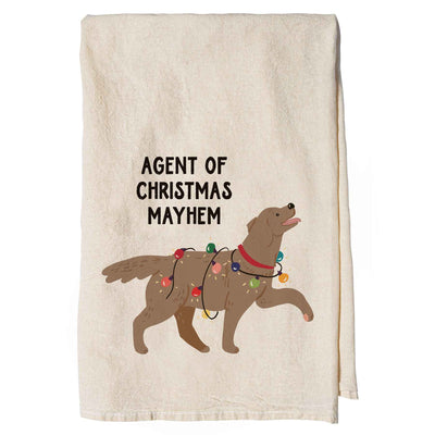 Agent of Christmas Mayhem Dog Tea Towel - Femail Creations