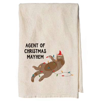 Agent of Christmas Mayhem Cat Tea Towel - Femail Creations