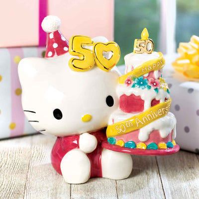 Hello Kitty 50th Anniversary Holding Cake Figurine - Femail Creations