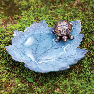 Turtle and Leaf Bird Bath - Femail Creations