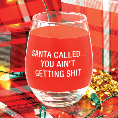 Santa Called Wine Glass - Femail Creations