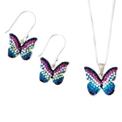 Mosaic Butterfly Earrings and Necklace - Femail Creations