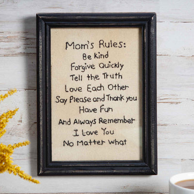 Mom's Rules Stitched Sign - Femail Creations