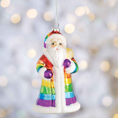 Rainbow Coat Santa Ornament - Femail Creations