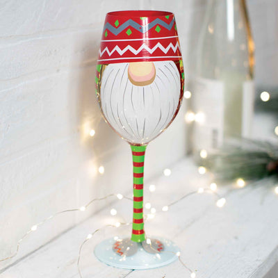 Holiday Gnome Stemmed Wine Glass - Femail Creations