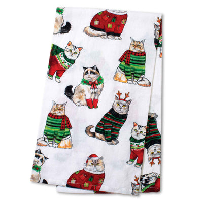 Christmas Sweater Multi Cat Tea Towel - Femail Creations