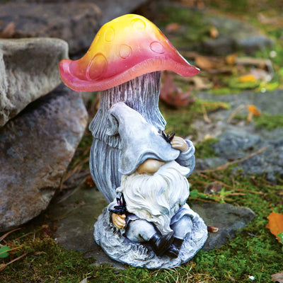 Solar Mushroom Gnome Garden Statue - Femail Creations
